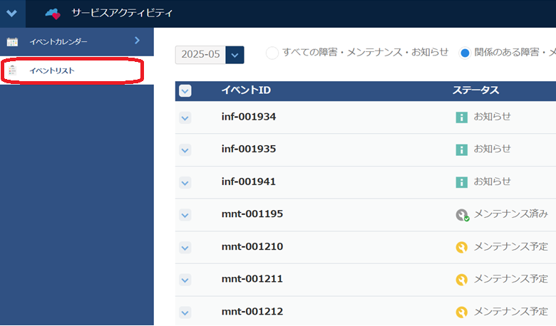 イベントリスト