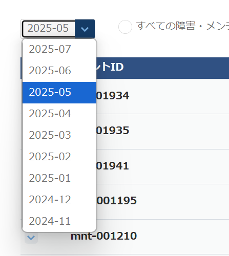 メンテナンス実施月