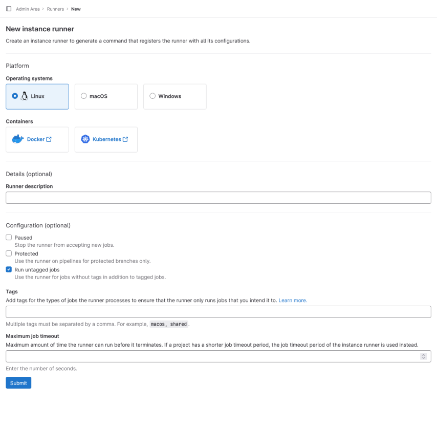 Create an instance runner