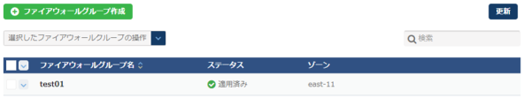 ファイアウォールグループの一覧