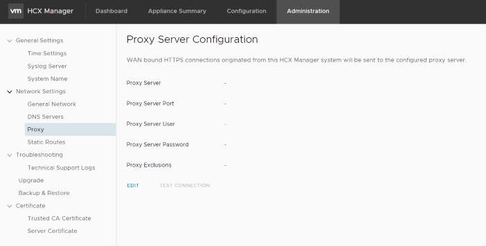 プロキシ設定画面