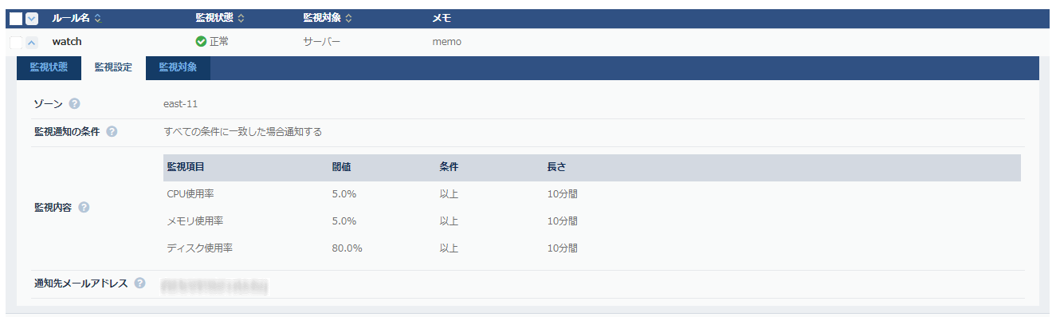 監視ルール詳細